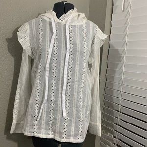 English Factory white lace long sleeve hoodie